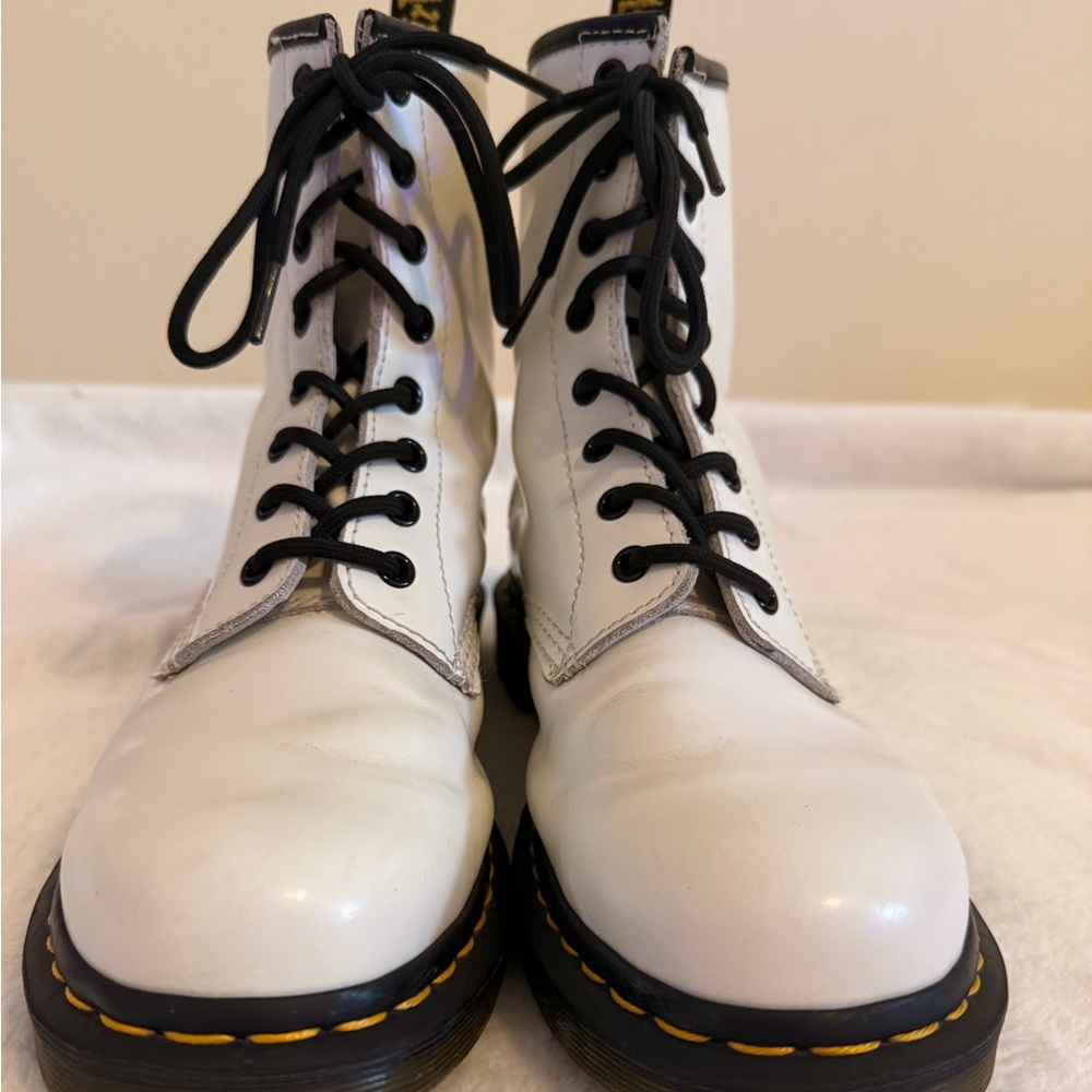 Dr. Martens White Leather Boots